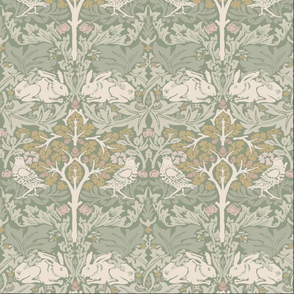 vlies tapeta zajac vtacik romantikus vintage cottage kvietkovy vtaci pastelovy zeleny dedinsky romantikus.jpg